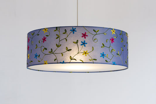 Drum Lamp Shade - P46 ~ Embroidered Evening Blue, 60cm(d) x 20cm(h)