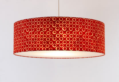 Drum Lamp Shade - P83 - Batik Red Circles, 60cm(d) x 20cm(h)