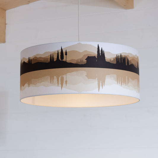 Landscape #3 Print Lampshade (Drum Lamp Shade 50cm(d) x 20cm(h) - Brown