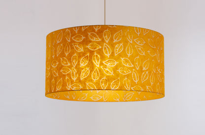 Drum Lamp Shade - B107 ~ Batik Leaf Yellow, 60cm(d) x 30cm(h)