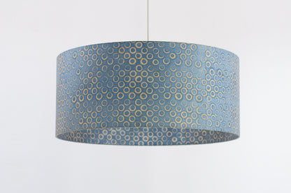 Drum Lamp Shade - P72 - Batik Blue Circles, 70cm(d) x 30cm(h)
