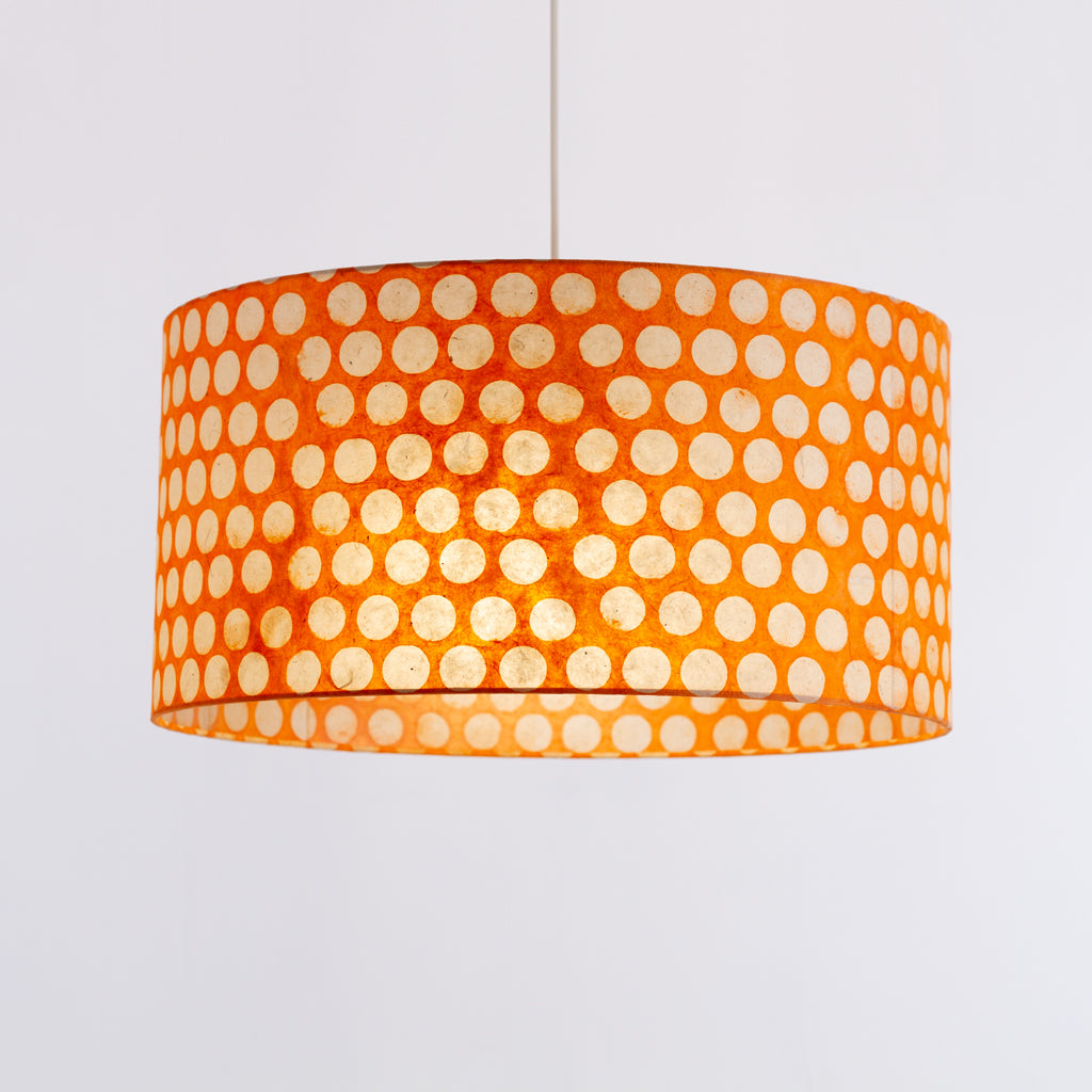 Drum Lamp Shade - B110 ~ Batik Dots on Orange, 50cm(d) x 25cm(h)