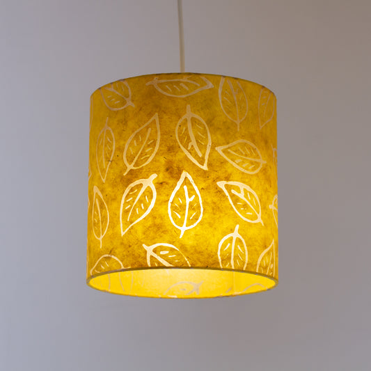 Drum Lamp Shade - B107 ~ Batik Leaf Yellow, 20cm(diameter)