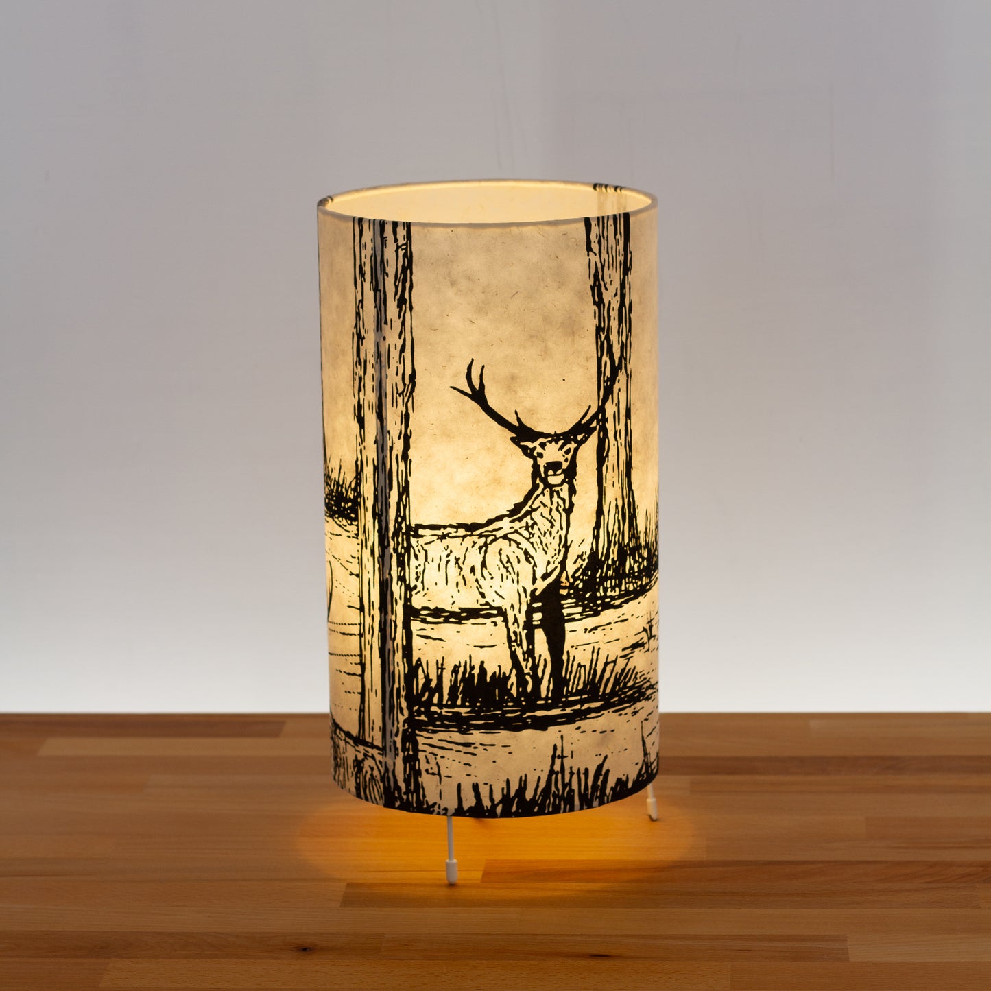 Free Standing Table Lamp - Deer Screen Print Natural