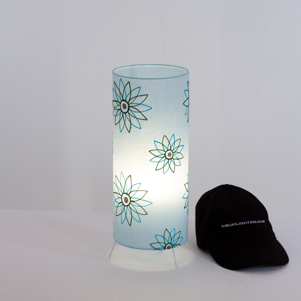 Free Standing Table Lamp Small - P45 ~ Embroidered Aqua