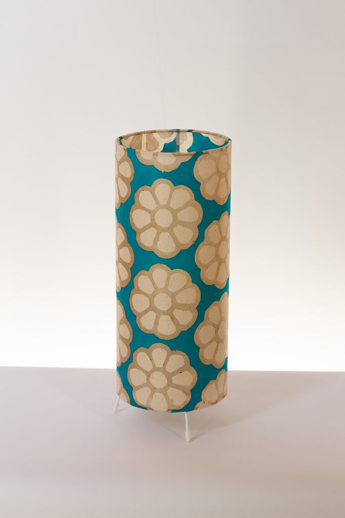 Free Standing Table Lamp Small - P23 ~ Batik Big Flower on Teal