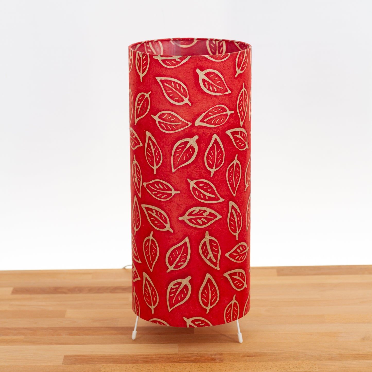 Free Standing Table Lamp Large - P30 ~ Batik Leaf on Red