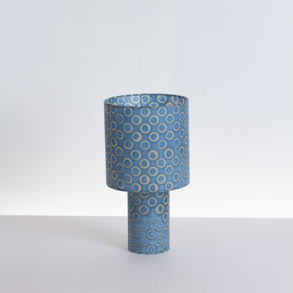 Matching Table Lamp Small with Drum Lamp Shade ~ Batik Blue Circles (P72)