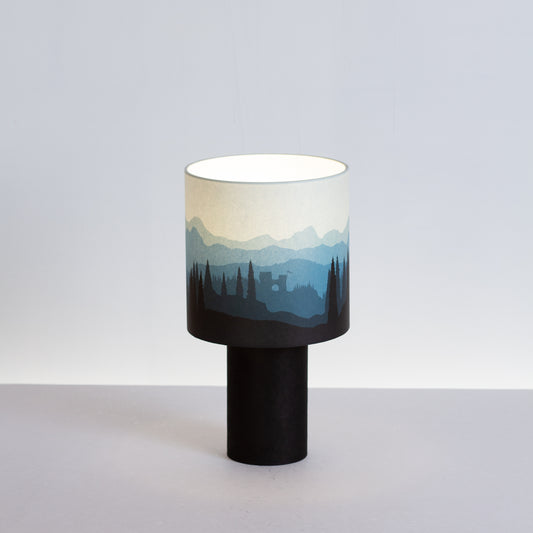 Matching Table Lamp Small with Drum Lamp Shade ~ Landscape Blue