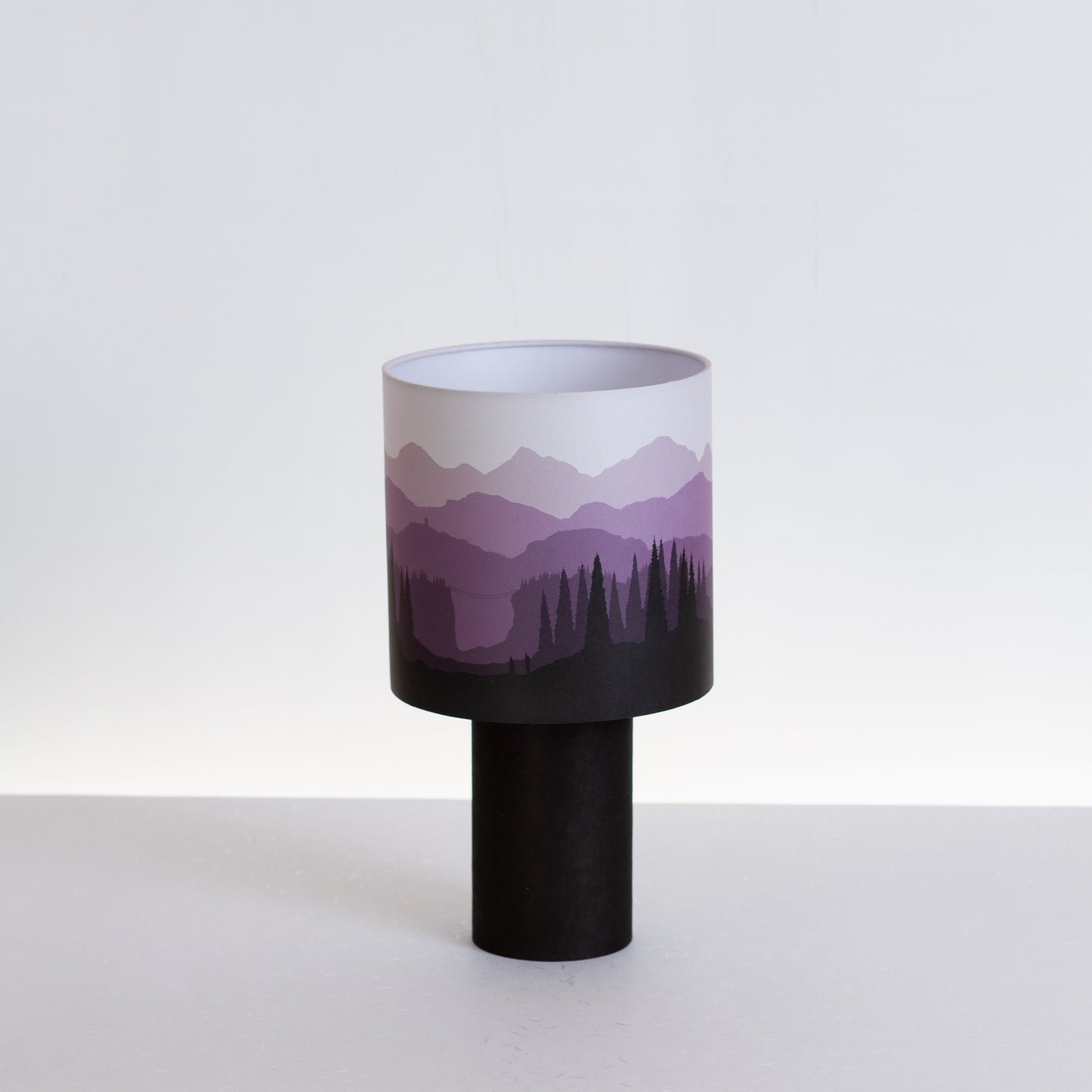Matching Table Lamp Small with Drum Lamp Shade ~ Landscape Purple