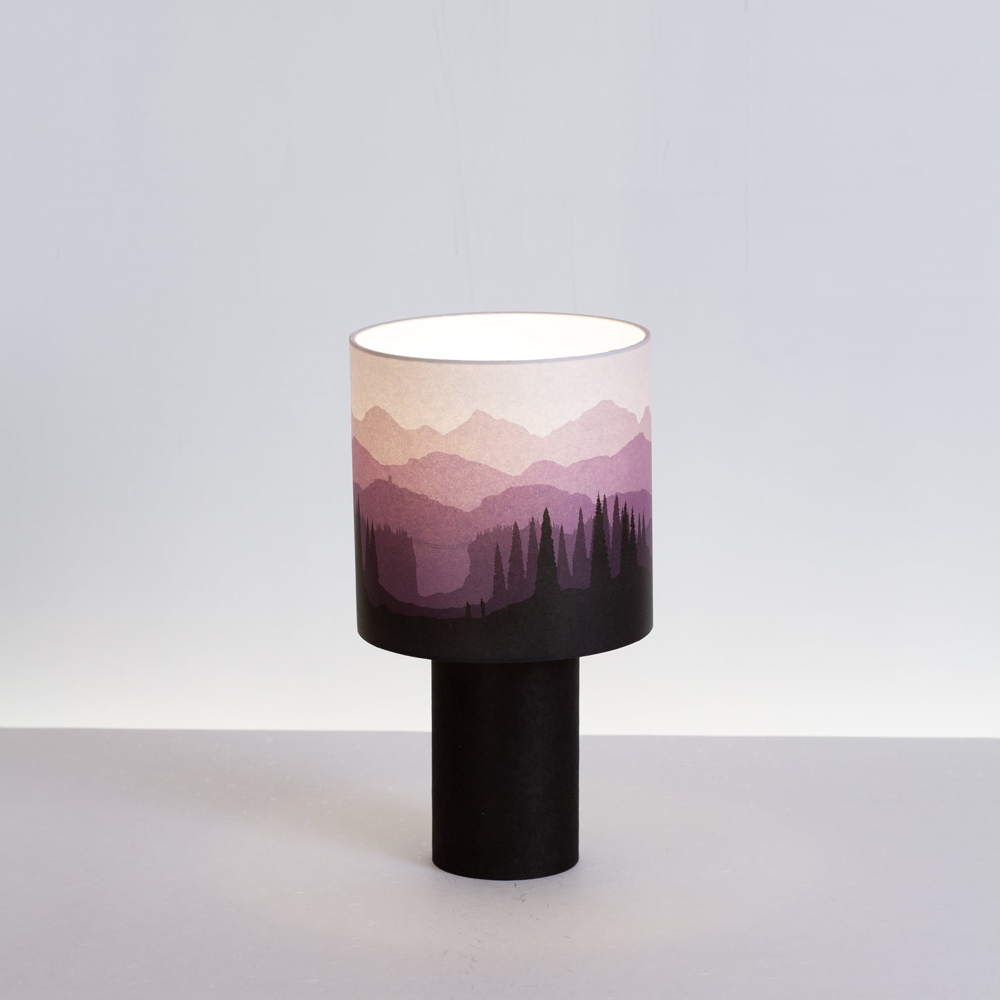 Matching Table Lamp Small with Drum Lamp Shade ~ Landscape Purple