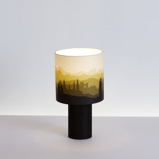 Matching Table Lamp Small with Drum Lamp Shade ~ Landscape Yellow