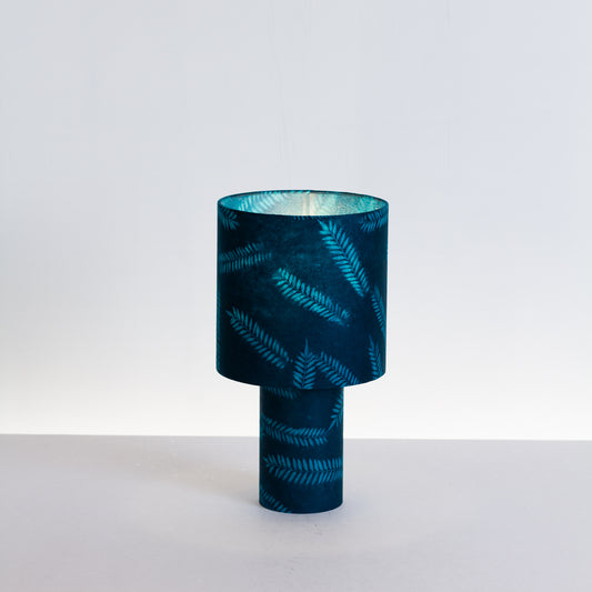 Matching Table Lamp Small with Drum Lamp Shade ~ Resistance Dyed Teal Fern (B106)