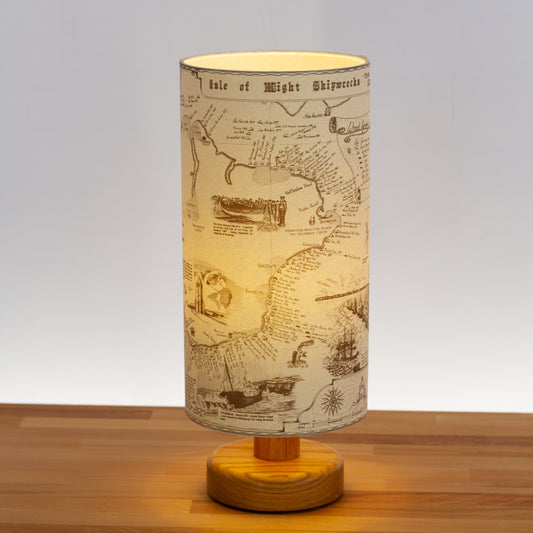 Shipwrecks of the Isle of Wight Map - Oak Table Lamp