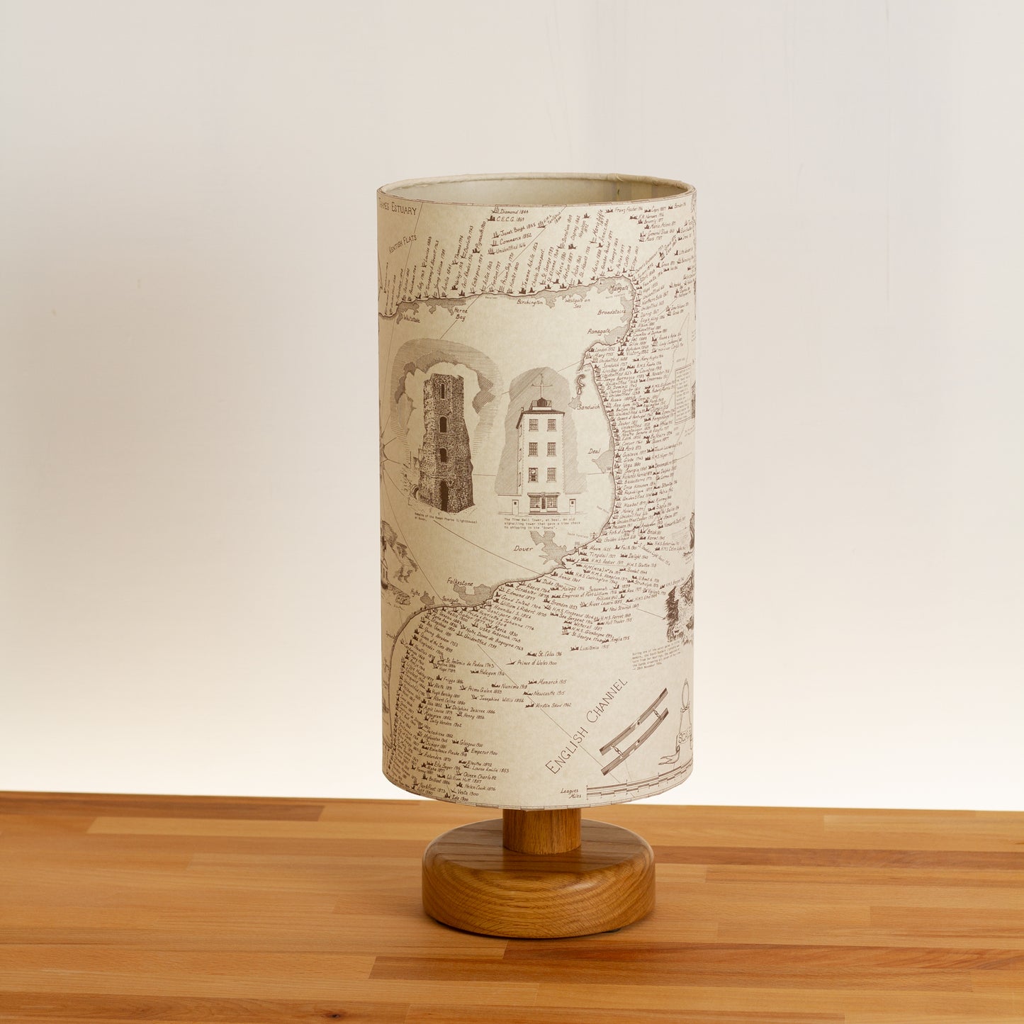 Channel Straits Shipwrecks Map - Oak Table Lamp