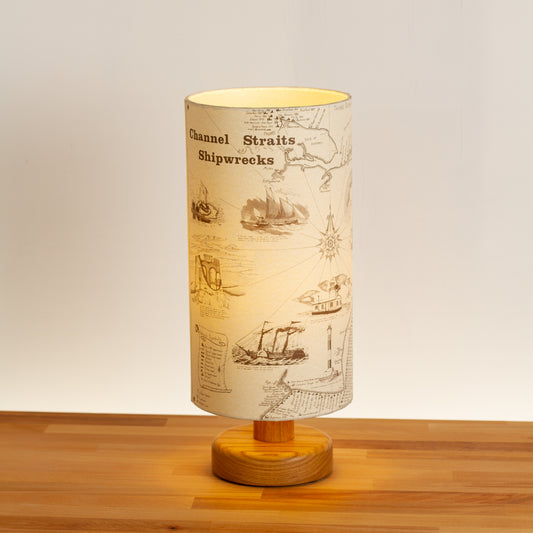 Channel Straits Shipwrecks Map - Oak Table Lamp