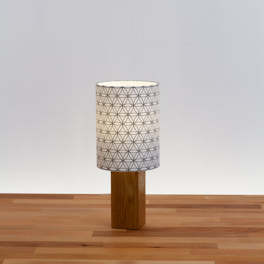 Square Oak Table Lamp with 15cm Drum Lamp Shade B108 ~ Flower of Life