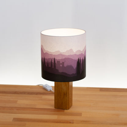 Forest Landscape Print ~ Purple, Oak Table Lamp