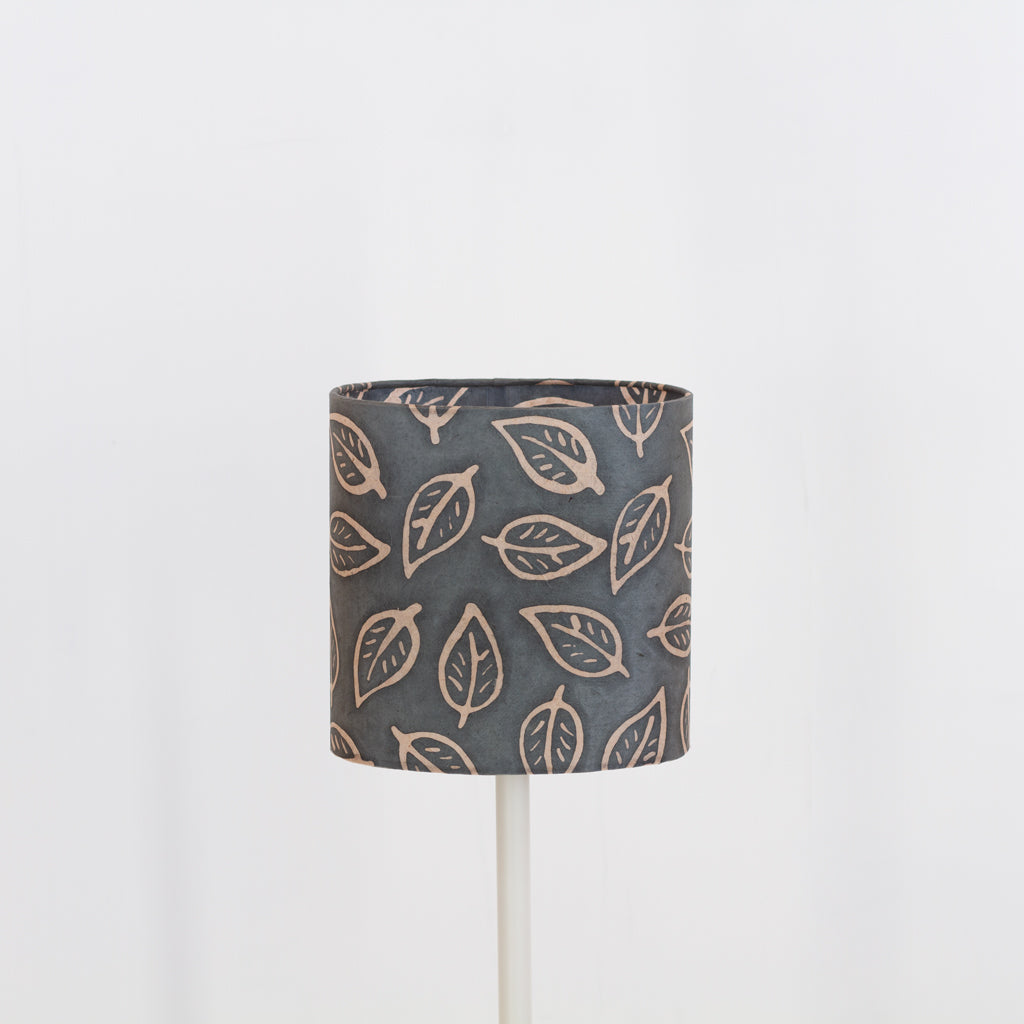 Oval Lamp Shade - B124 ~ Batik Leaf Grey, 20cm(w) x 20cm(h) x 13cm(d)