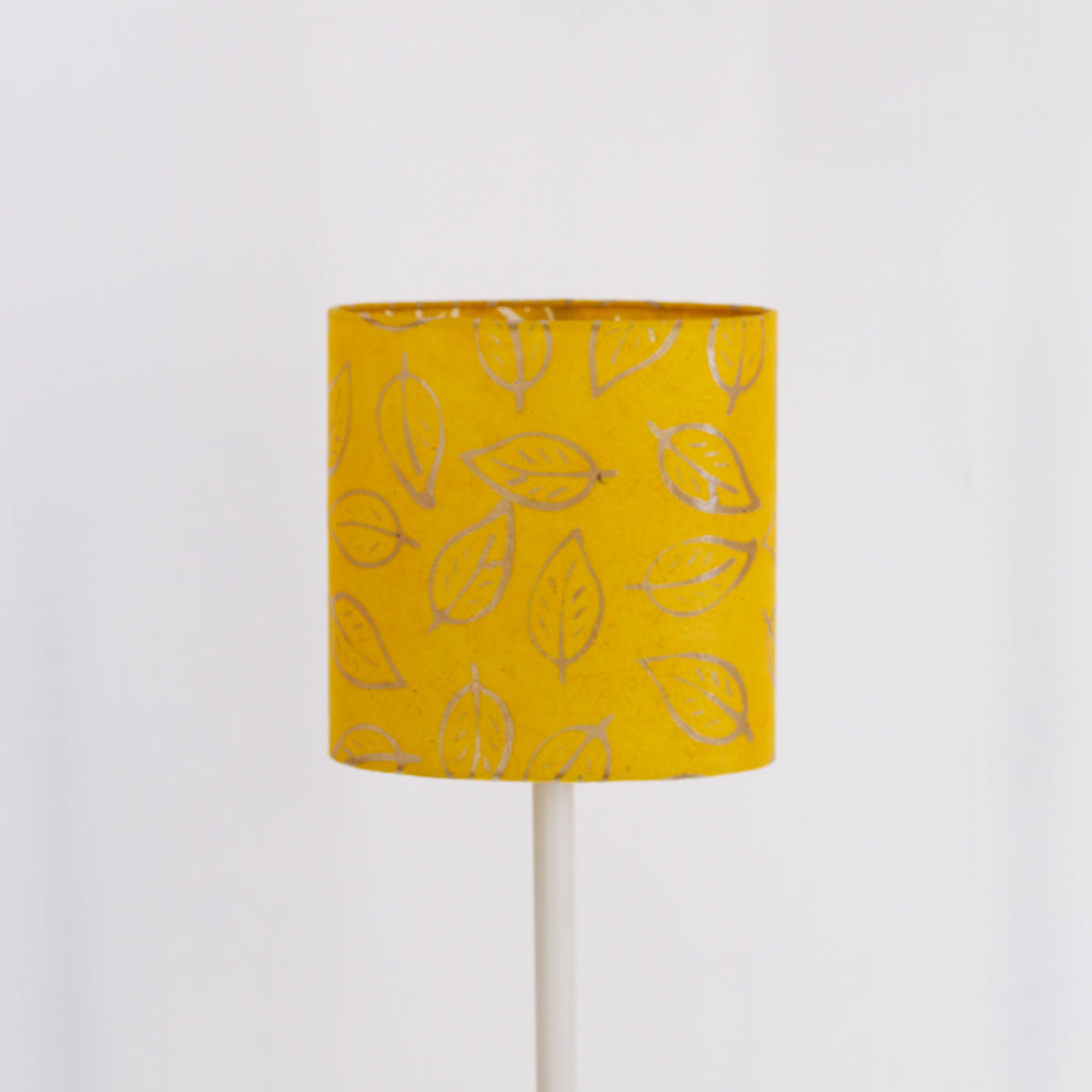 Oval Lamp Shade - B107 ~ Batik Leaf Yellow, 20cm(w) x 20cm(h) x 13cm(d)