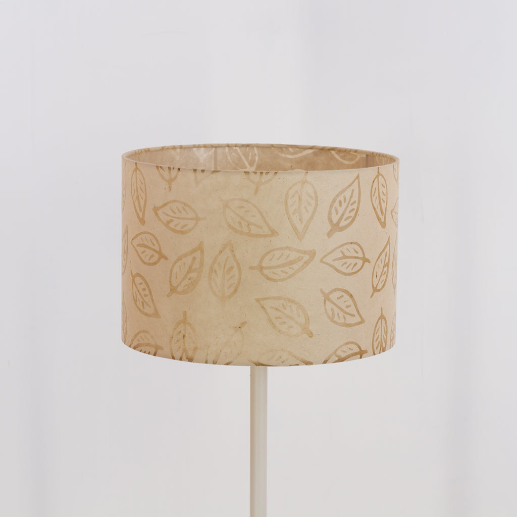 Oval Lamp Shade - P28 - Batik Leaf on Natural, 30cm(w) x 20cm(h) x 22cm(d)