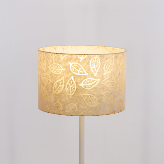 Oval Lamp Shade - P28 - Batik Leaf on Natural, 30cm(w) x 20cm(h) x 22cm(d)
