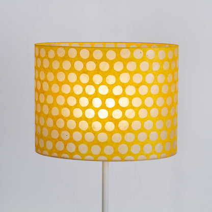 Oval Lamp Shade - P86 ~ Batik Dots on Yellow, 40cm(w) x 30cm(h) x 30cm(d)