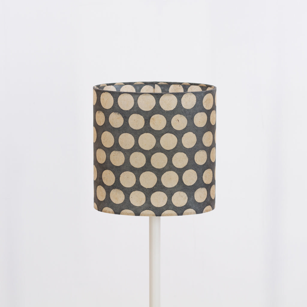 Oval Lamp Shade - P78 - Batik Dots on Grey, 20cm(w) x 20cm(h) x 13cm(d)