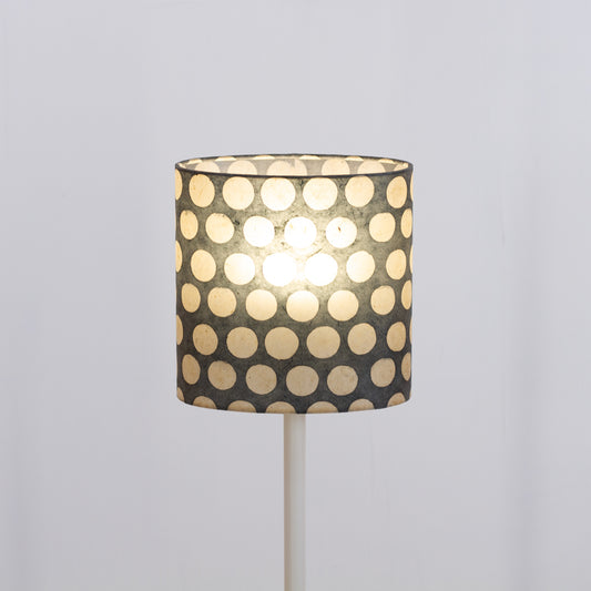 Oval Lamp Shade - P78 - Batik Dots on Grey, 20cm(w) x 20cm(h) x 13cm(d)