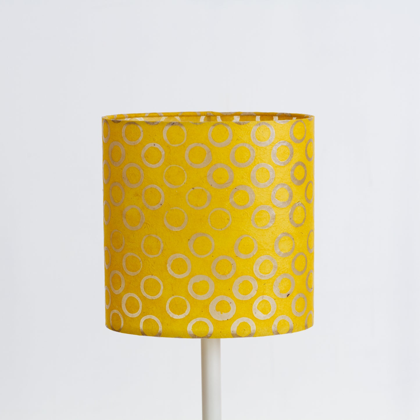 Oval Lamp Shade - P71 - Batik Yellow Circles, 20cm(w) x 20cm(h) x 13cm(d)