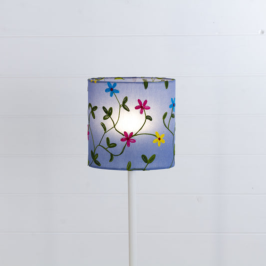 Oval Lamp Shade - P46 ~ Embroidered Evening Blue, 20cm(w) x 20cm(h) x 13cm(d)
