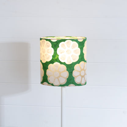 Oval Lamp Shade - B127 ~ Batik Big Flower Green, 20cm(w) x 20cm(h) x 13cm(d)