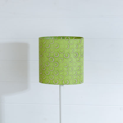 Oval Lamp Shade - P02 - Batik Lime Circles, 20cm(w) x 20cm(h) x 13cm(d)