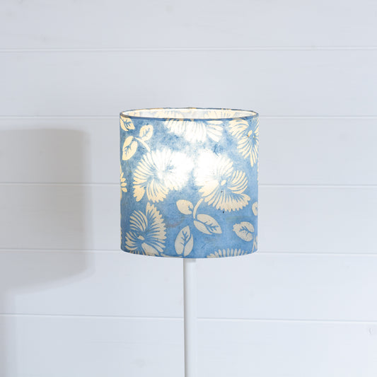 Oval Lamp Shade - B129 ~ Batik Peony Blue, 20cm(w) x 20cm(h) x 13cm(d)
