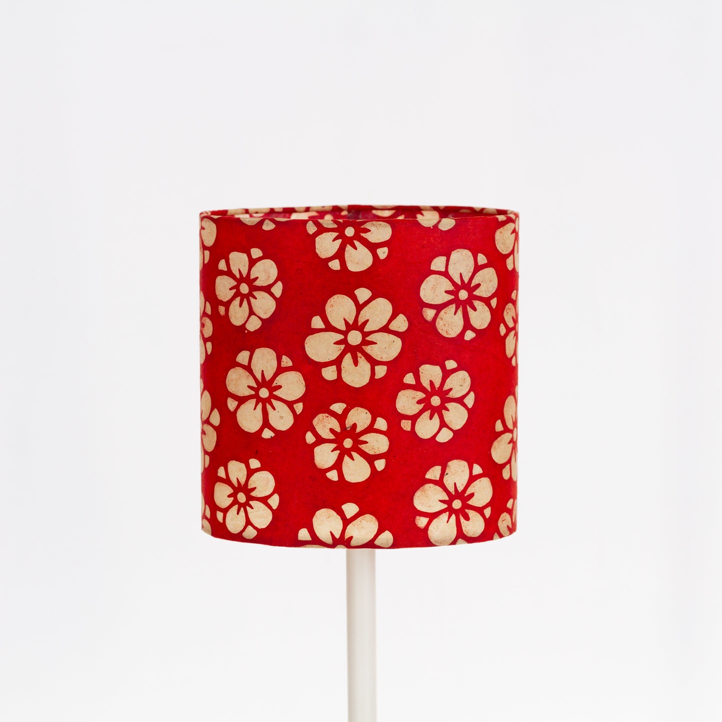 Oval Lamp Shade - P76 - Batik Star Flower Red, 20cm(w) x 20cm(h) x 13cm(d)