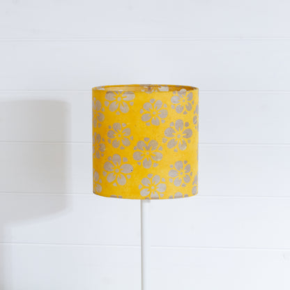 Oval Lamp Shade - B128 ~ Batik Star Flower Yellow, 20cm(w) x 20cm(h) x 13cm(d)
