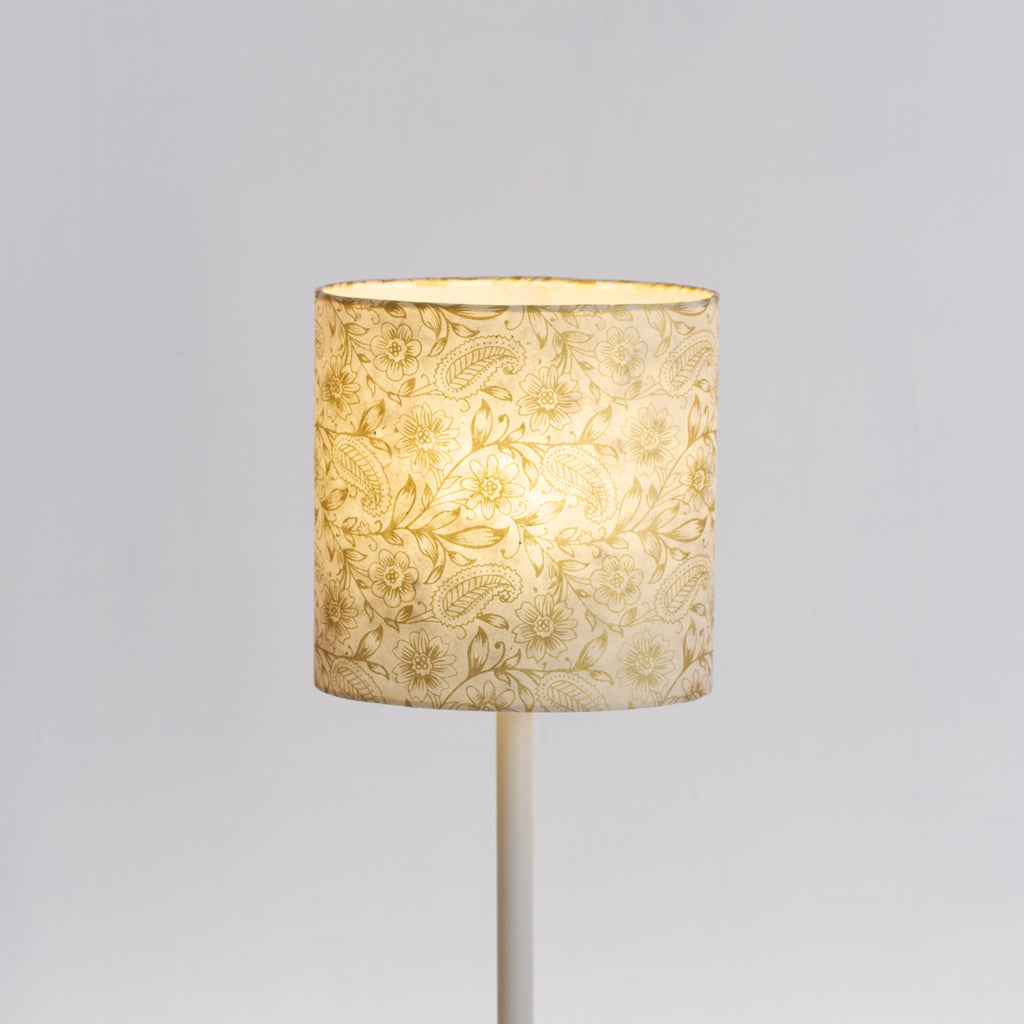 Oval Lamp Shade - P69 - Garden Gold on Natural, 20cm(w) x 20cm(h) x 13cm(d)
