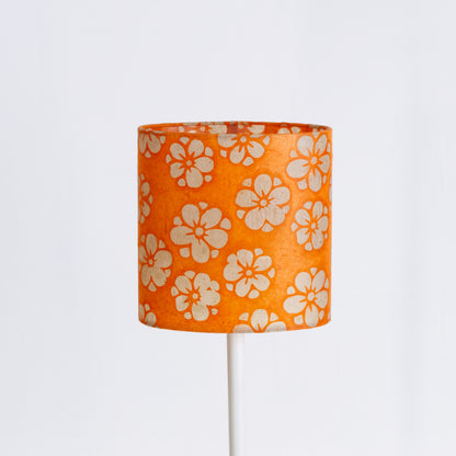 Oval Lamp Shade - P94 - Batik Star Flower on Orange, 20cm(w) x 20cm(h) x 13cm(d)