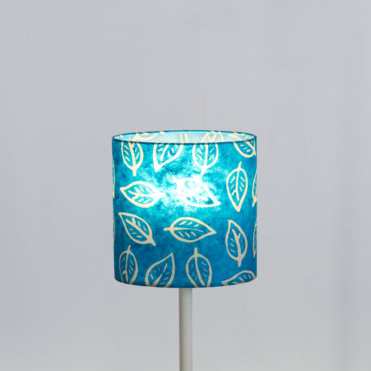 Oval Lamp Shade - B125 ~ Batik Leaf Teal, 20cm(w) x 20cm(h) x 13cm(d)