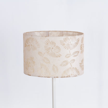 Oval Lamp Shade - P09 - Batik Peony on Natural, 30cm(w) x 20cm(h) x 22cm(d)