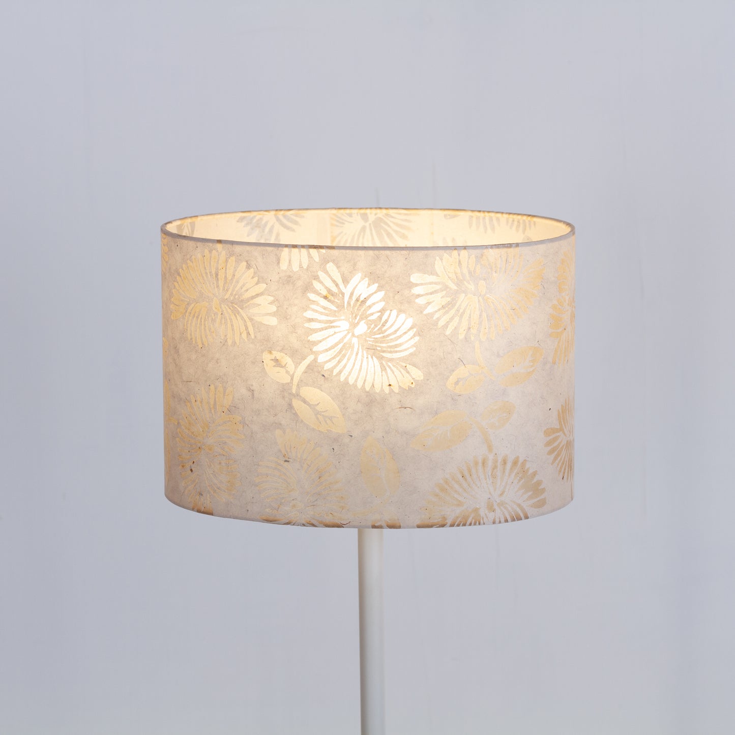 Oval Lamp Shade - P09 - Batik Peony on Natural, 30cm(w) x 20cm(h) x 22cm(d)