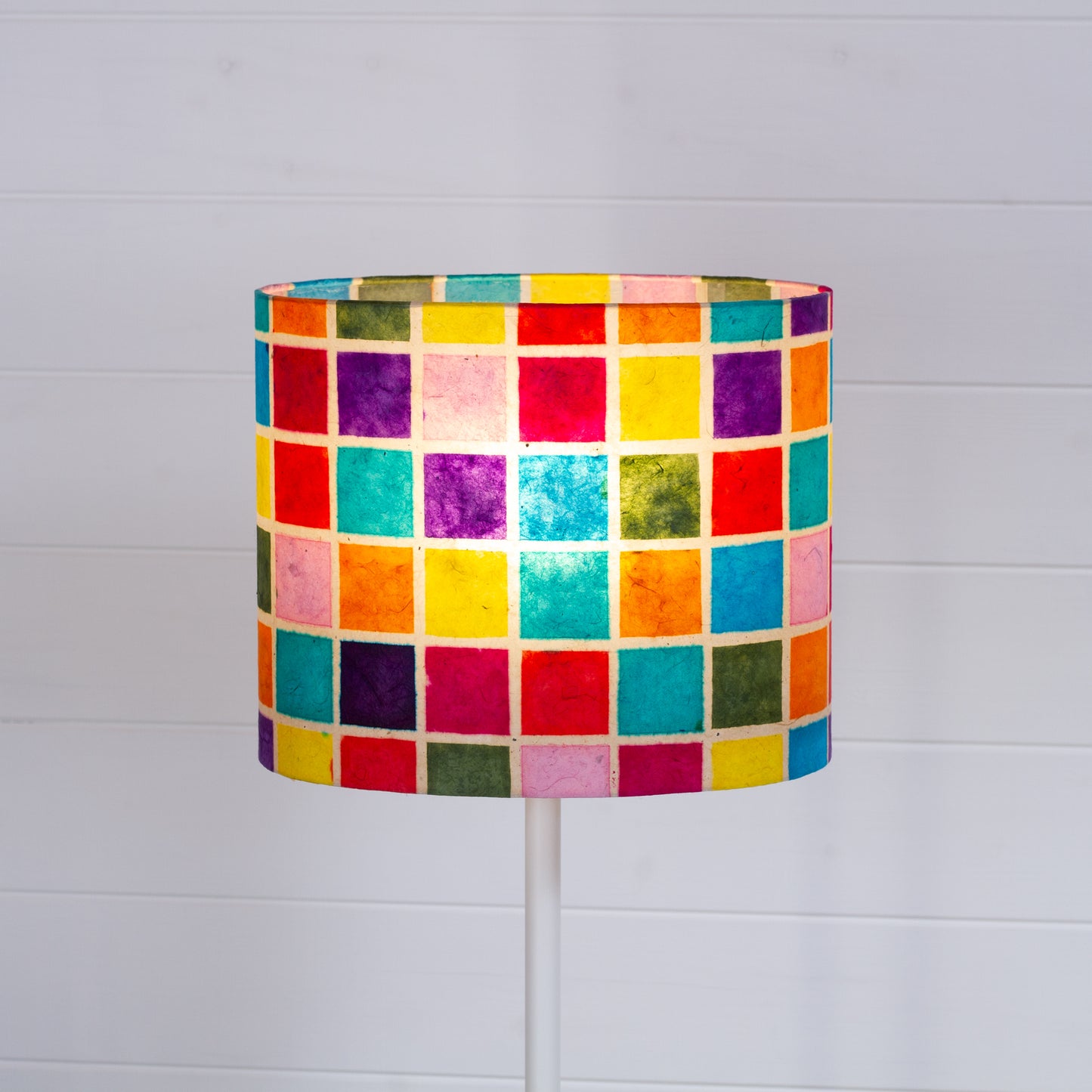 Oval Lamp Shade - P01 ~ Batik Multi Square, 30cm(w) x 25cm(h) x 22cm(d)