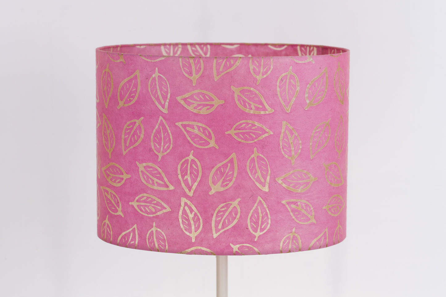 Oval Lamp Shade - P67 - Batik Leaf on Pink, 40cm(w) x 30cm(h) x 30cm(d)