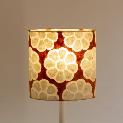Oval Lamp Shade - P20 - Batik Big Flower on Brown, 20cm(w) x 20cm(h) x 13cm(d)