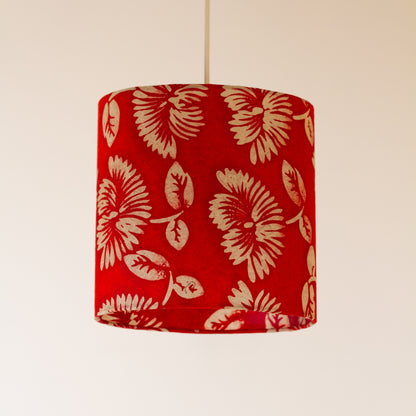 Oval Lamp Shade 20cm(w) x 20cm(h) x 13cm(d) - B118 - Batik Peony Red