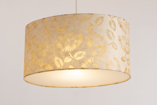 Oval Lamp Shade - P09 - Batik Peony on Natural, 40cm(w) x 20cm(h) x 30cm(d)