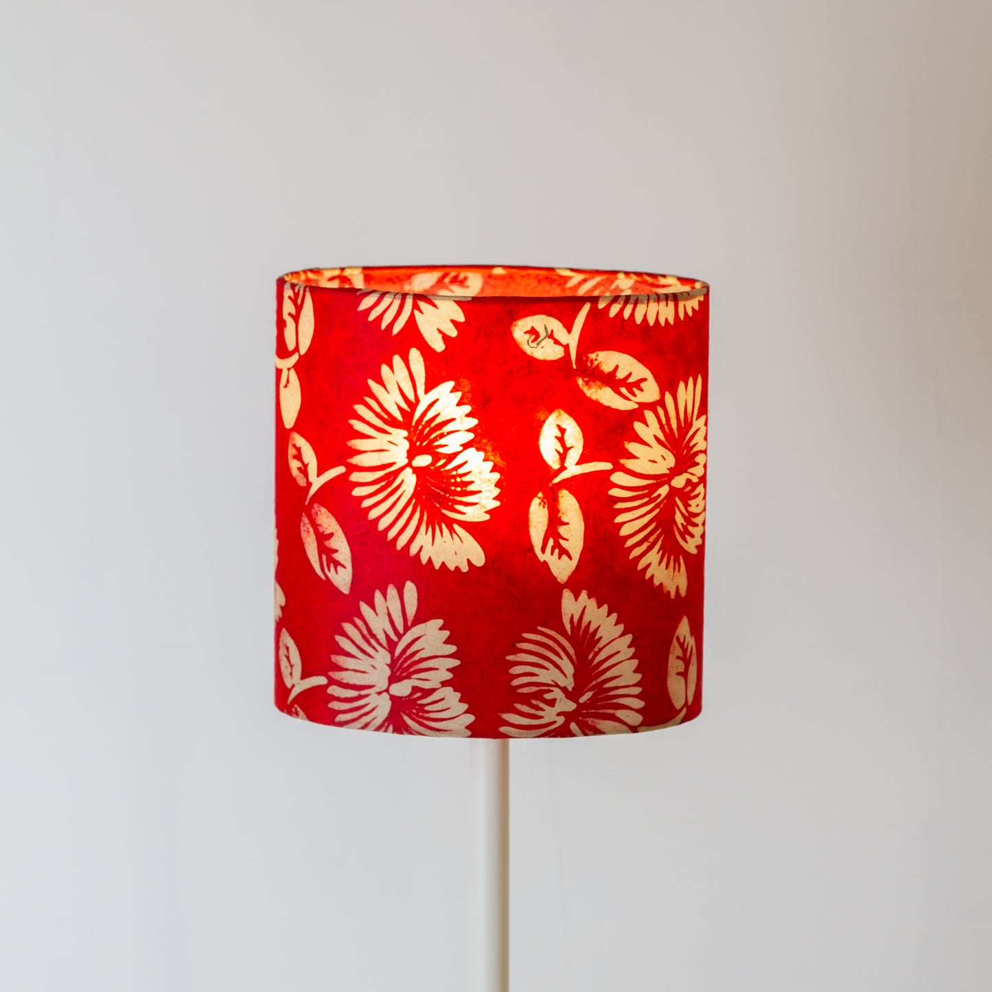 Oval Lamp Shade 20cm(w) x 20cm(h) x 13cm(d) - B118 - Batik Peony Red
