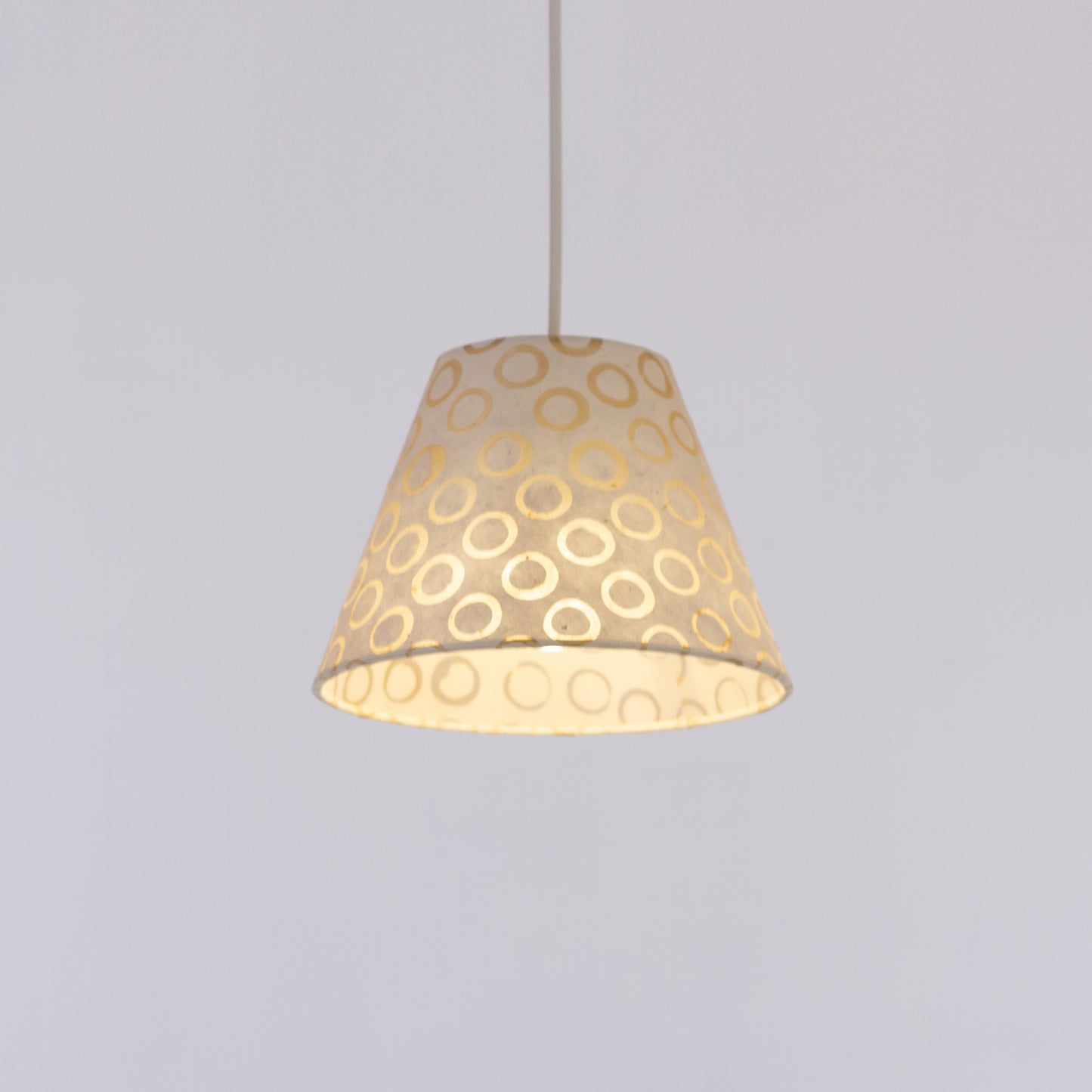Conical Lamp Shade P74 - Batik Natural Circles, 10cm(top) x 20cm(bottom) x 14cm(height)