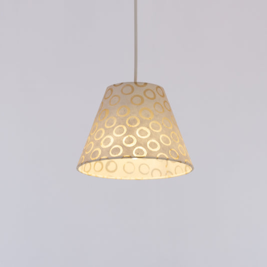 Conical Lamp Shade P74 - Batik Natural Circles, 10cm(top) x 20cm(bottom) x 14cm(height)