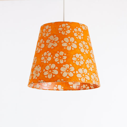 Conical Lamp Shade P94 - Batik Star Flower on Orange, 20cm(top) x 30cm(bottom) x 25cm(height)